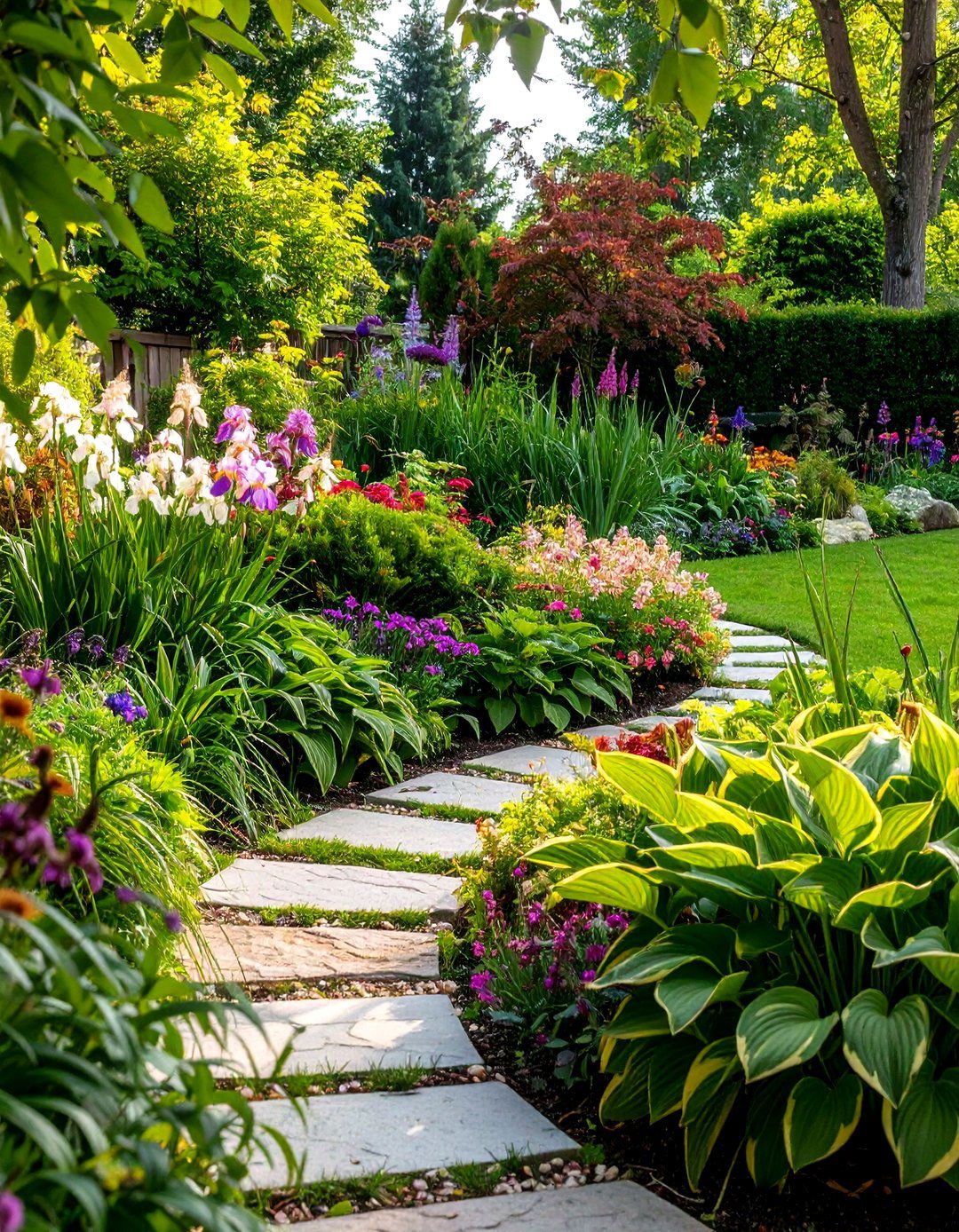 Textural Foliage Contrast Border - 24 Low Maintenance Garden Border Ideas