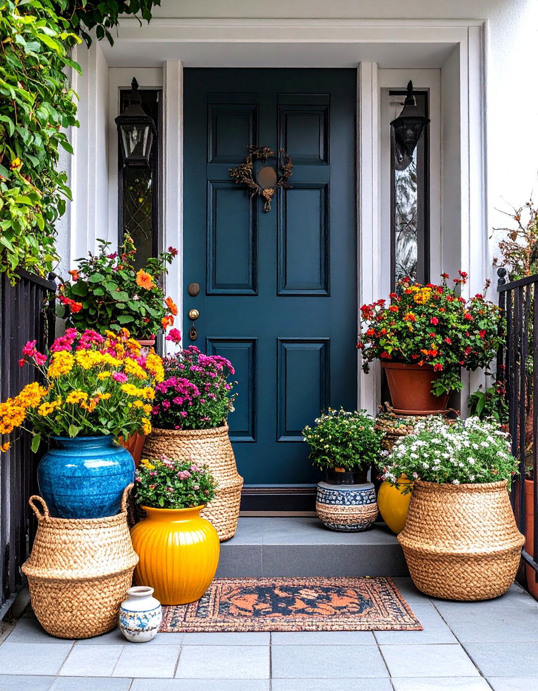 Textural Mixed Media Display - 24 Spring Front Door Decor Ideas