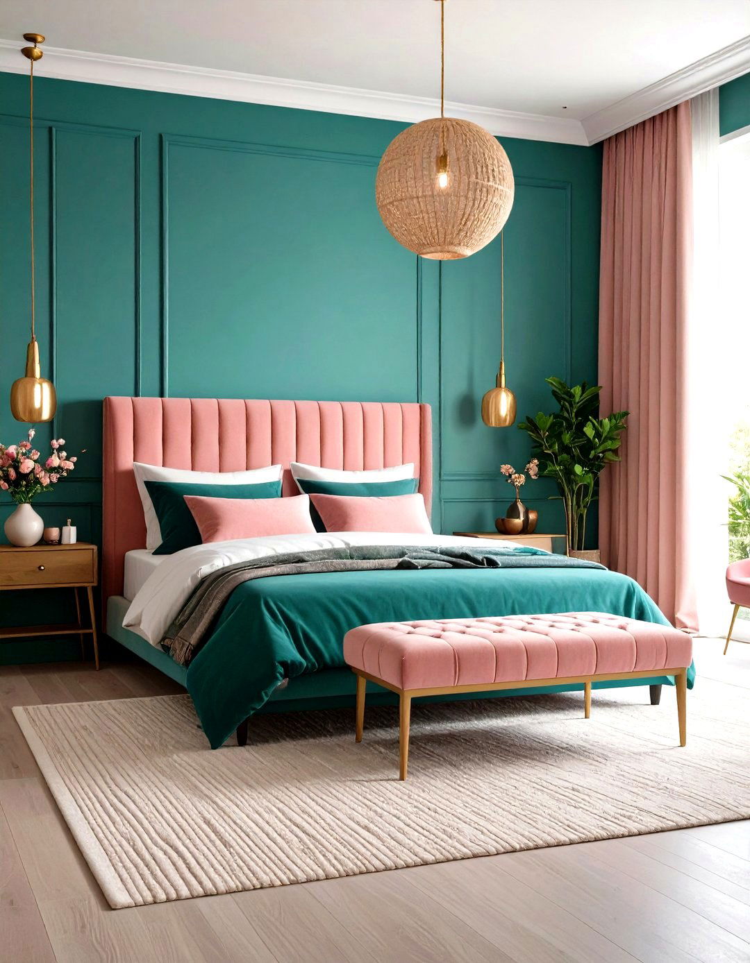 Textural Teal and Pink Layers - 24 Teal and Pink Bedroom Ideas