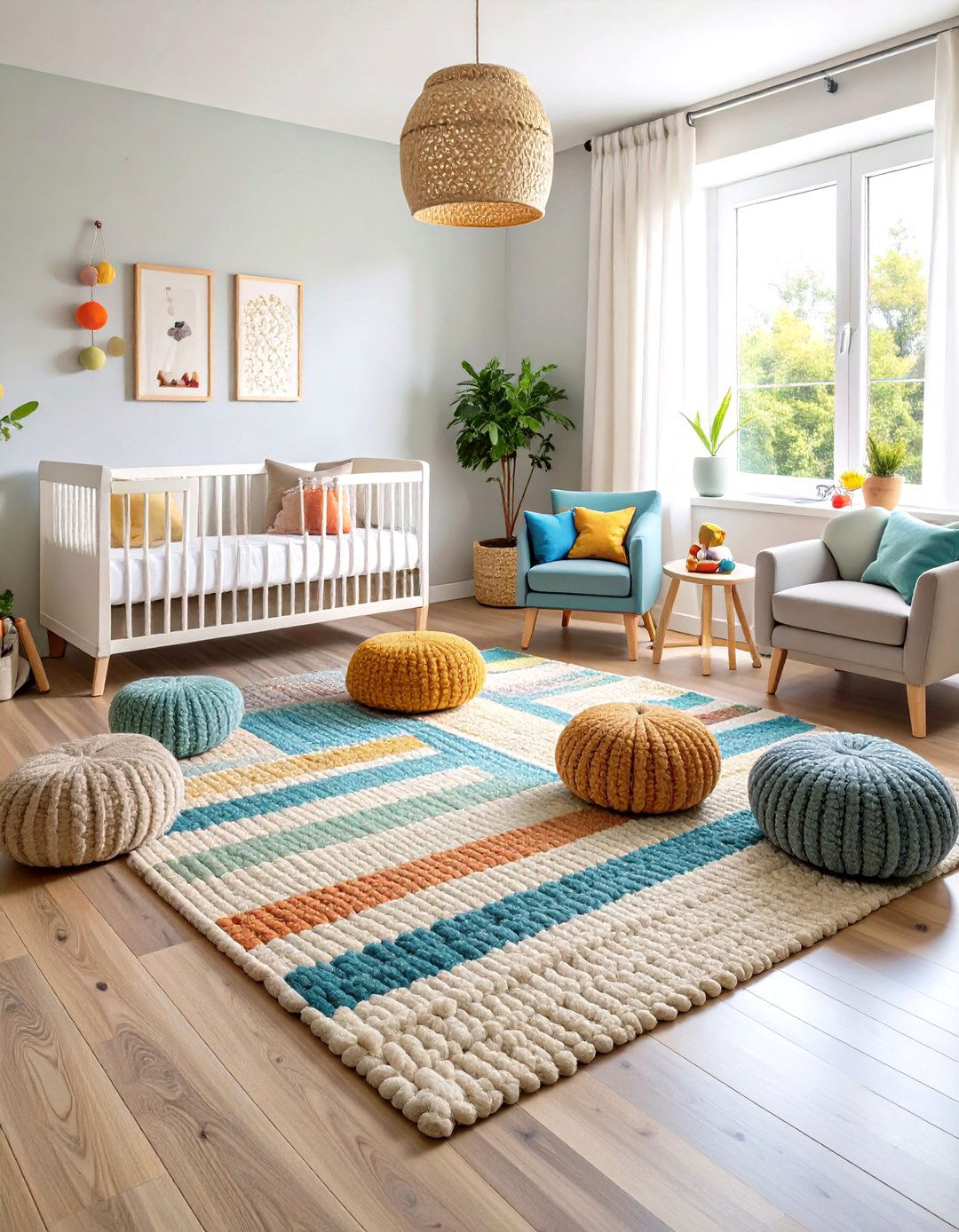 Texture Rich Rug Placement - 24 Minimalist Nursery Ideas