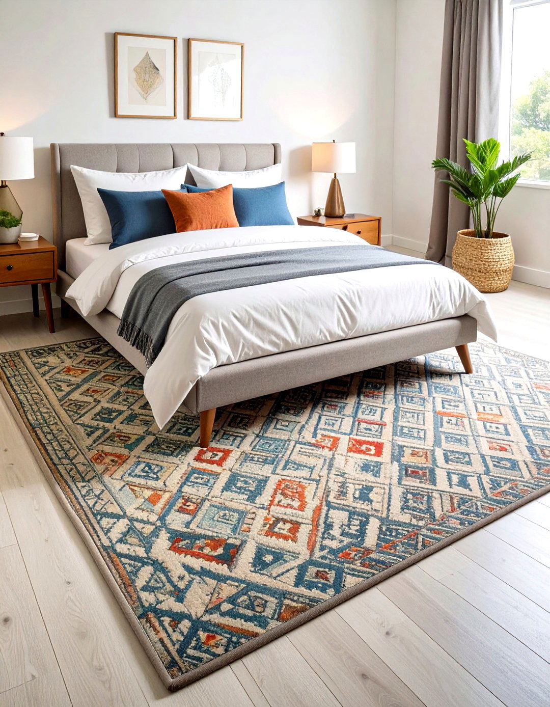 Textured Area Rugs - 24 Midcentury Modern Bedroom Decorating Ideas