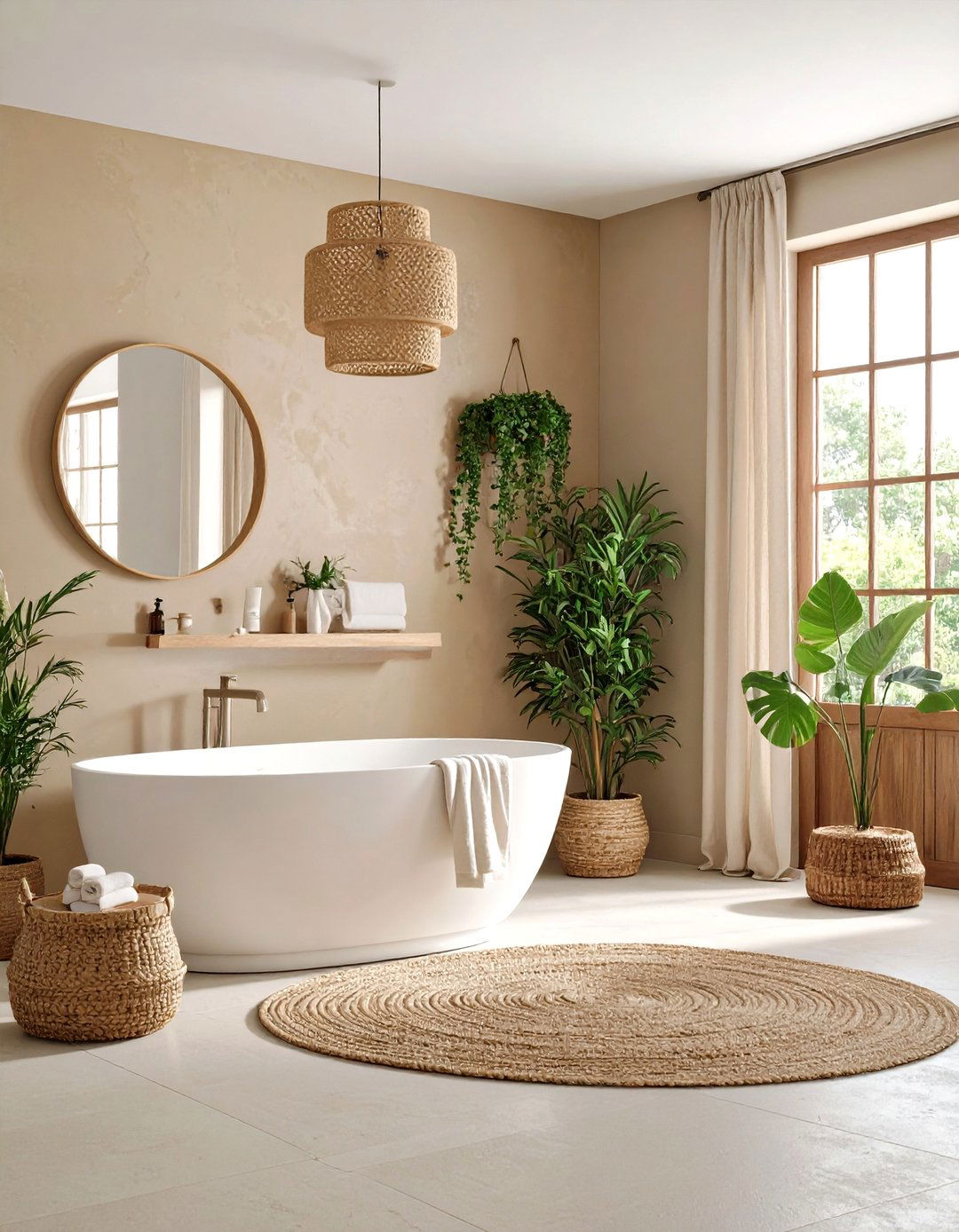 Textured Beige Wall Treatments - 24 Beige Bathroom Ideas