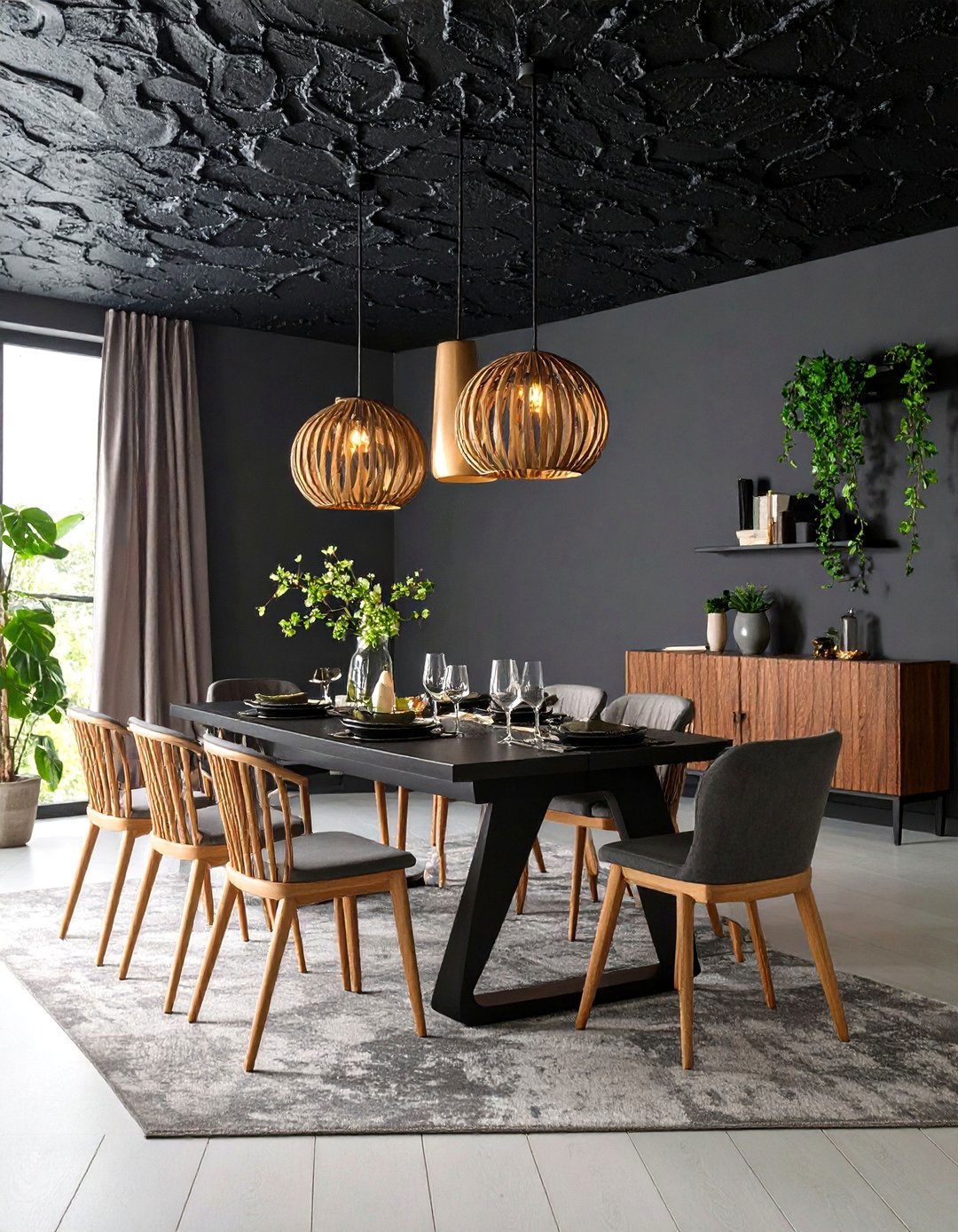 Textured Black Ceiling Ideas - 24 Black Ceiling Design Ideas