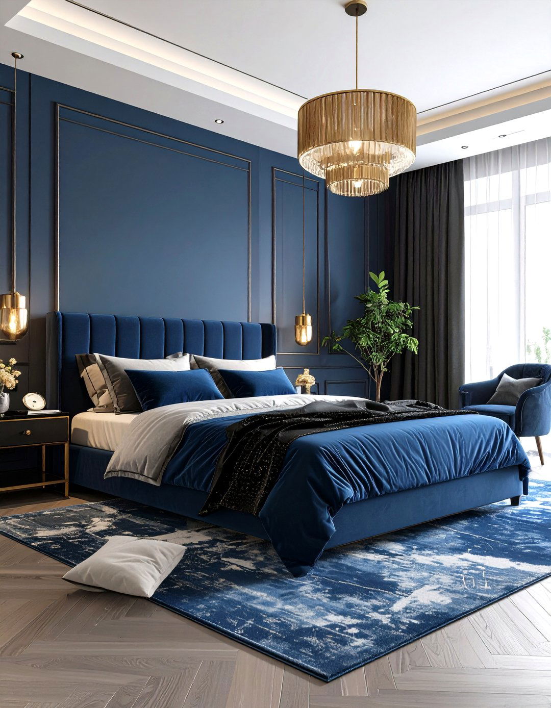 Textured Blue and Black Layers - 24 Black and Blue Bedroom Ideas