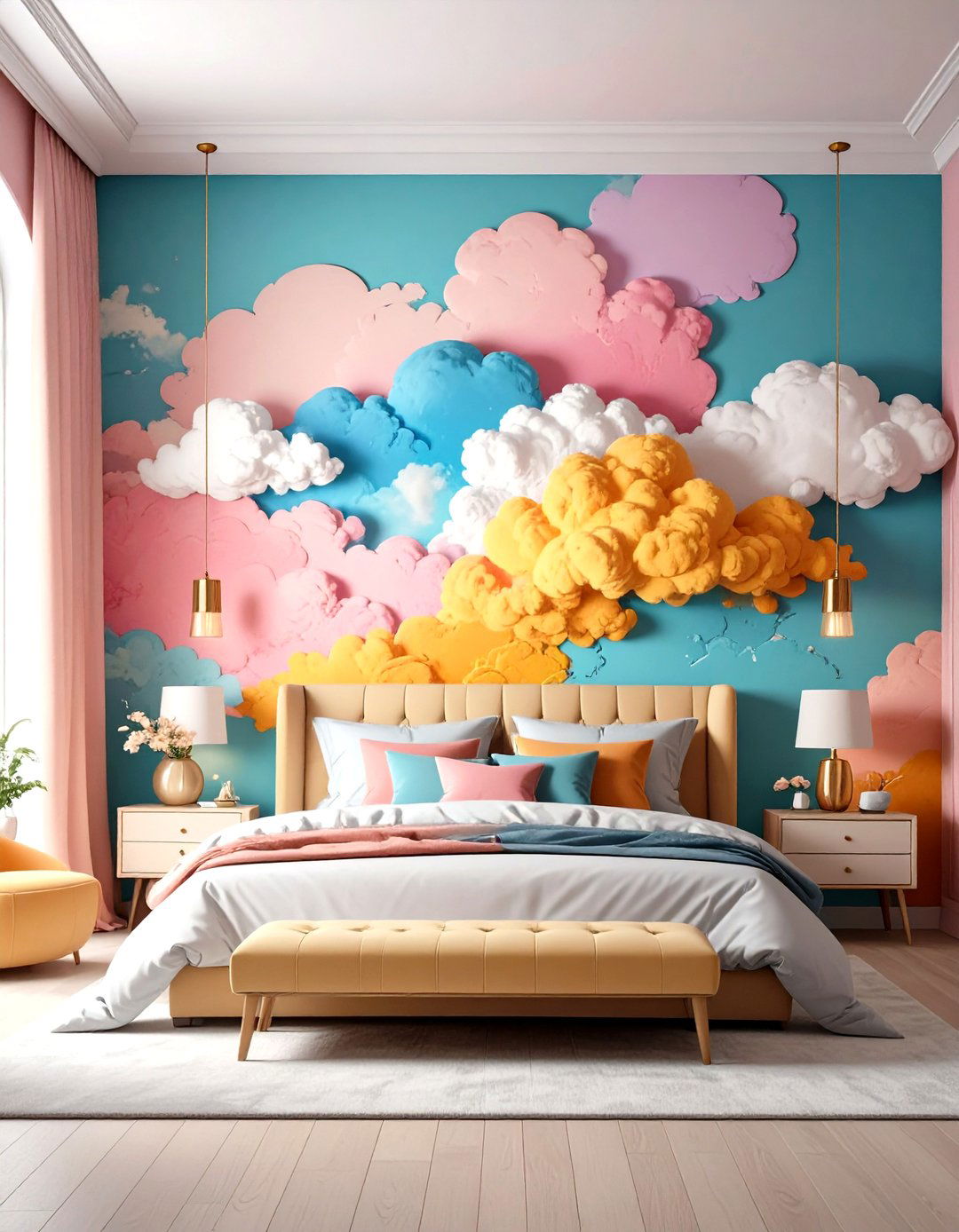 Textured Cloud Wall Treatment Bedroom - 24 Cloud Themed Bedroom Ideas