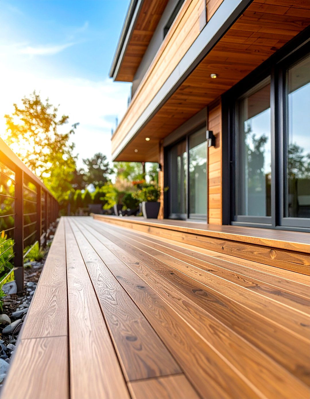 Textured Composite Fascia with Wood Grain Detail - 24 Deck Fascia Ideas