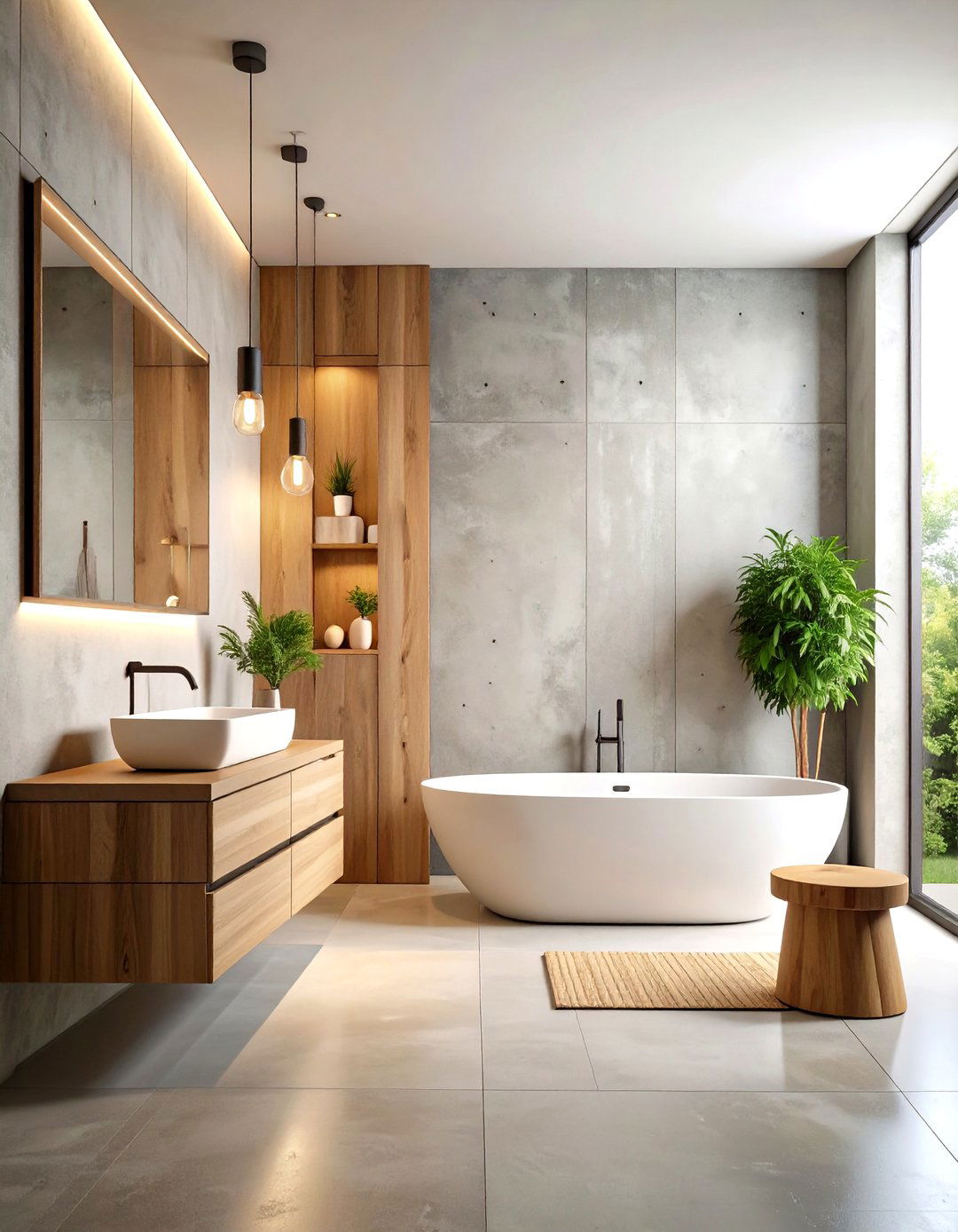 Textured Concrete Walls - 24 Industrial Bathroom Ideas