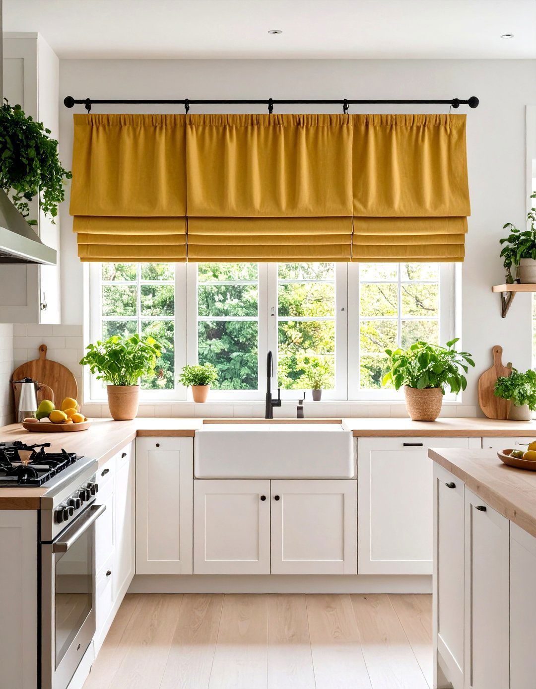 Textured Fabric Kitchen Valance with Tactile Interest - 24 Kitchen Valance Ideas