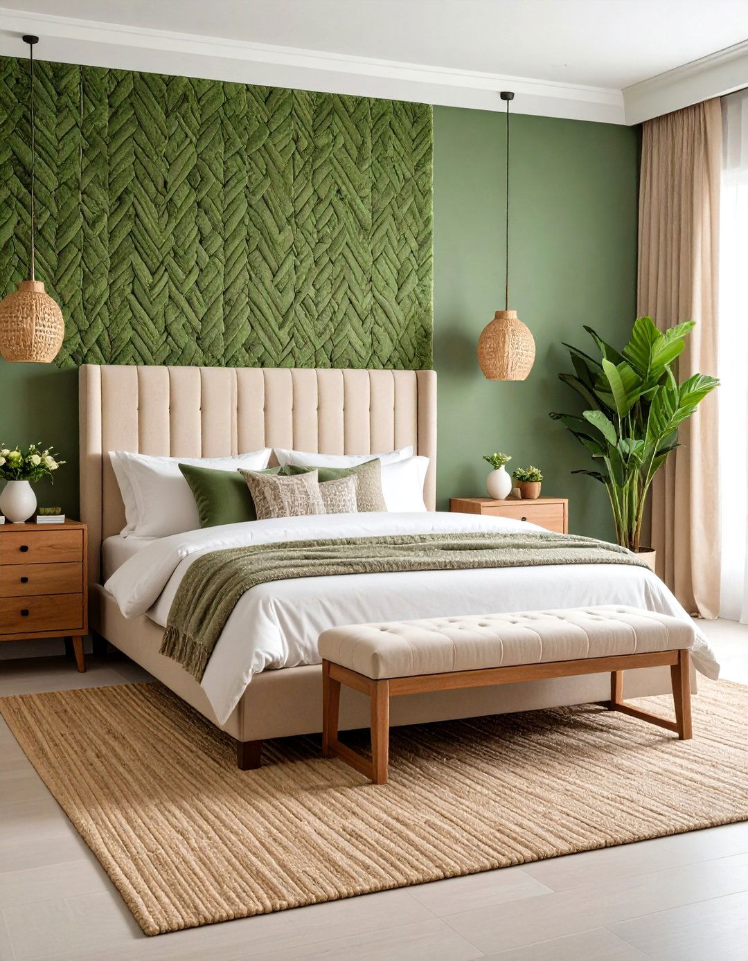 Textured Grasscloth Bedroom Accent Wall - 24 Bedroom Accent Wall Ideas