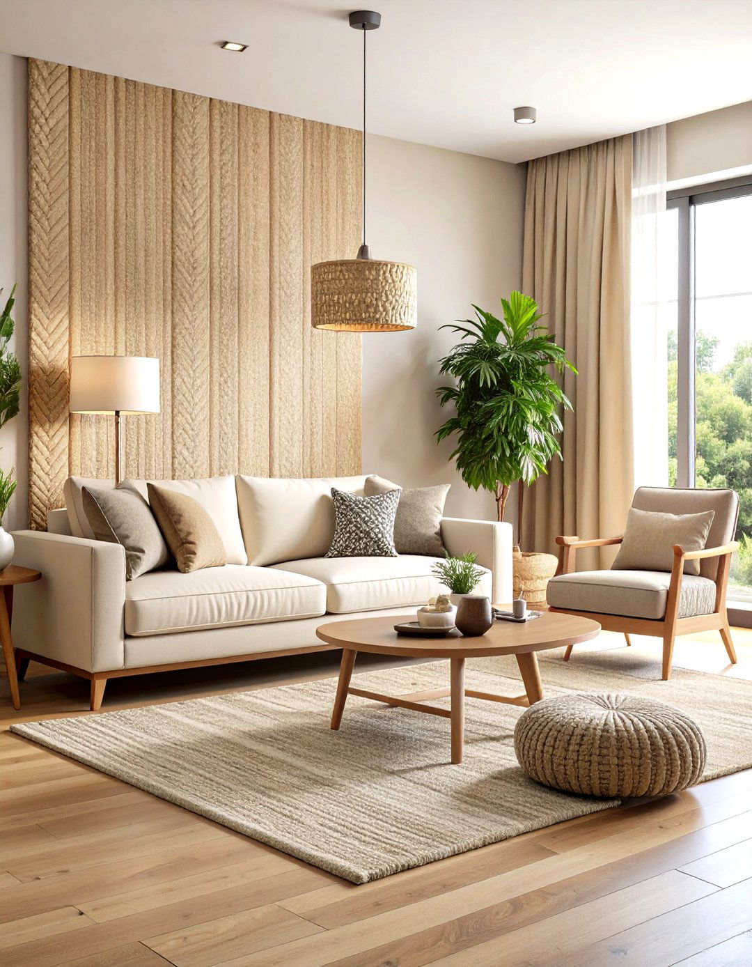 Textured Grasscloth Wallpaper Features - 24 Living Room Accent Wall Ideas