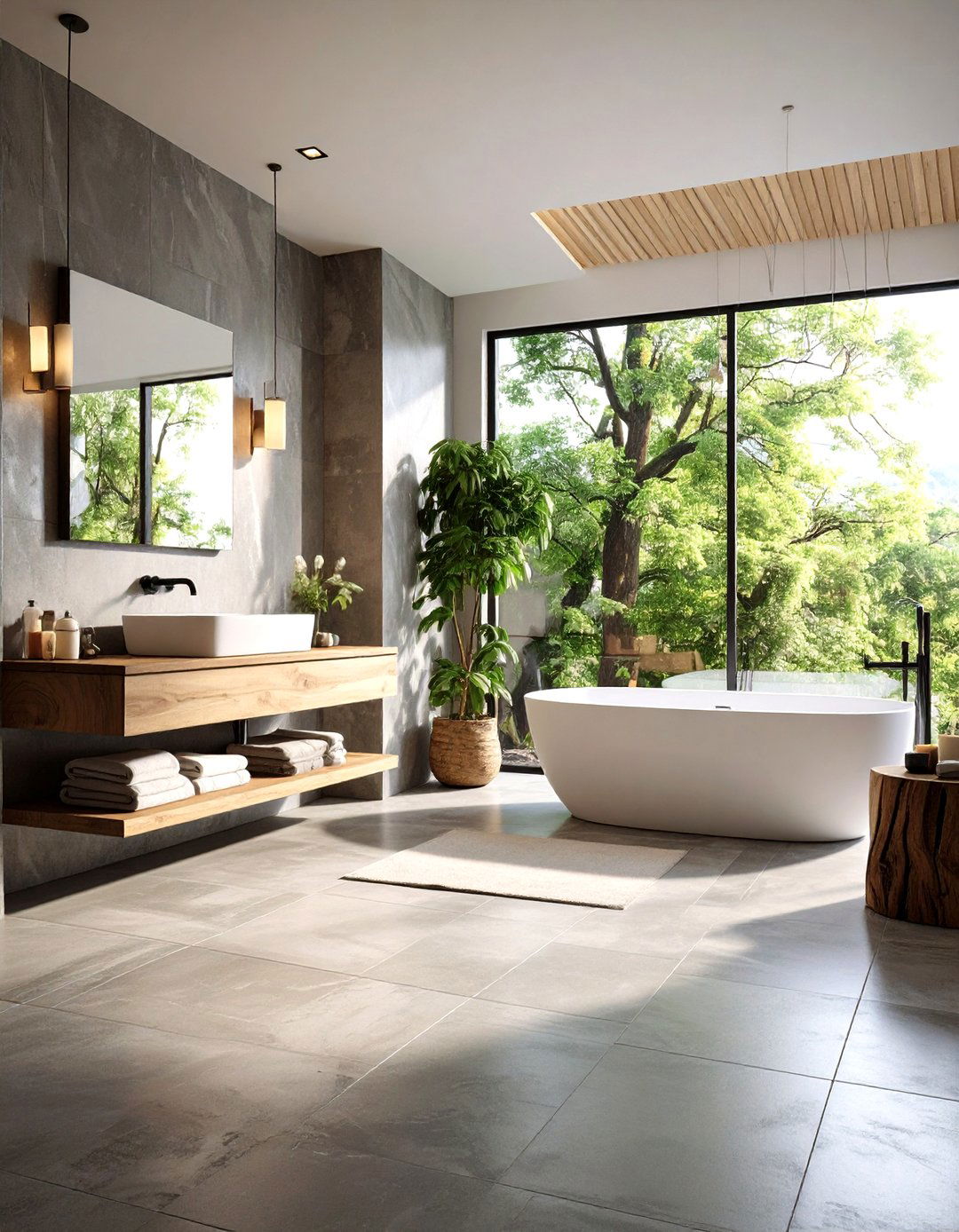 Textured Gray Stone Bathroom Flooring - 24 Gray Floor Bathroom Ideas