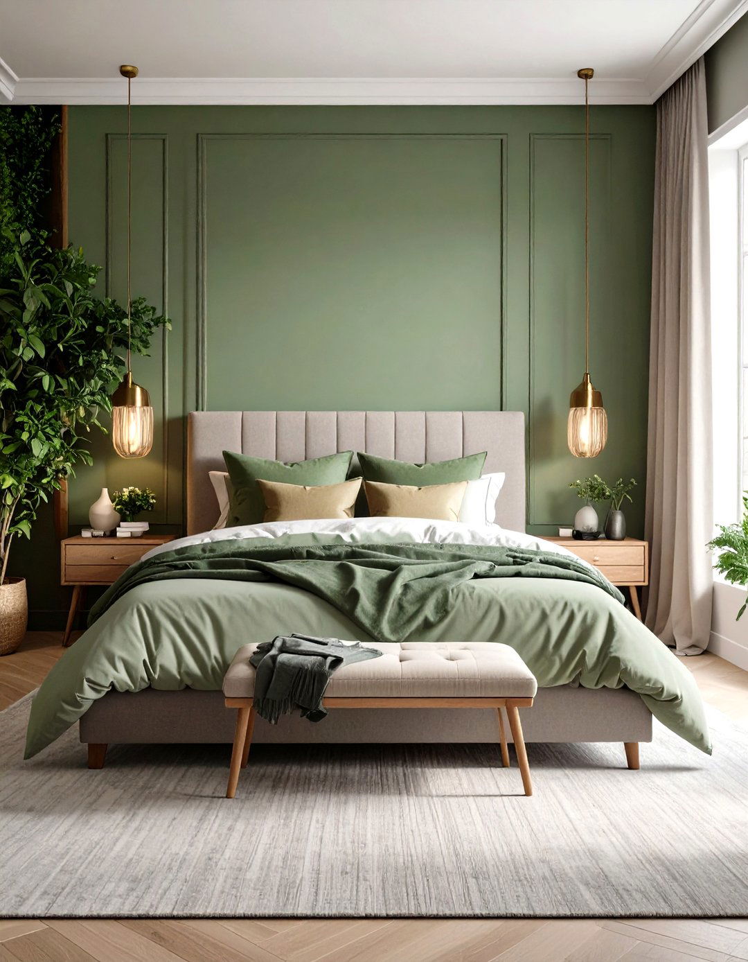 Textured Green Grey Bedroom - 24 Green and Grey Bedroom Ideas