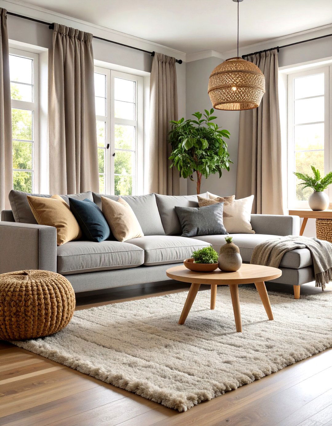 Textured Grey Couch Layers - 24 Grey Couch Living Room Ideas