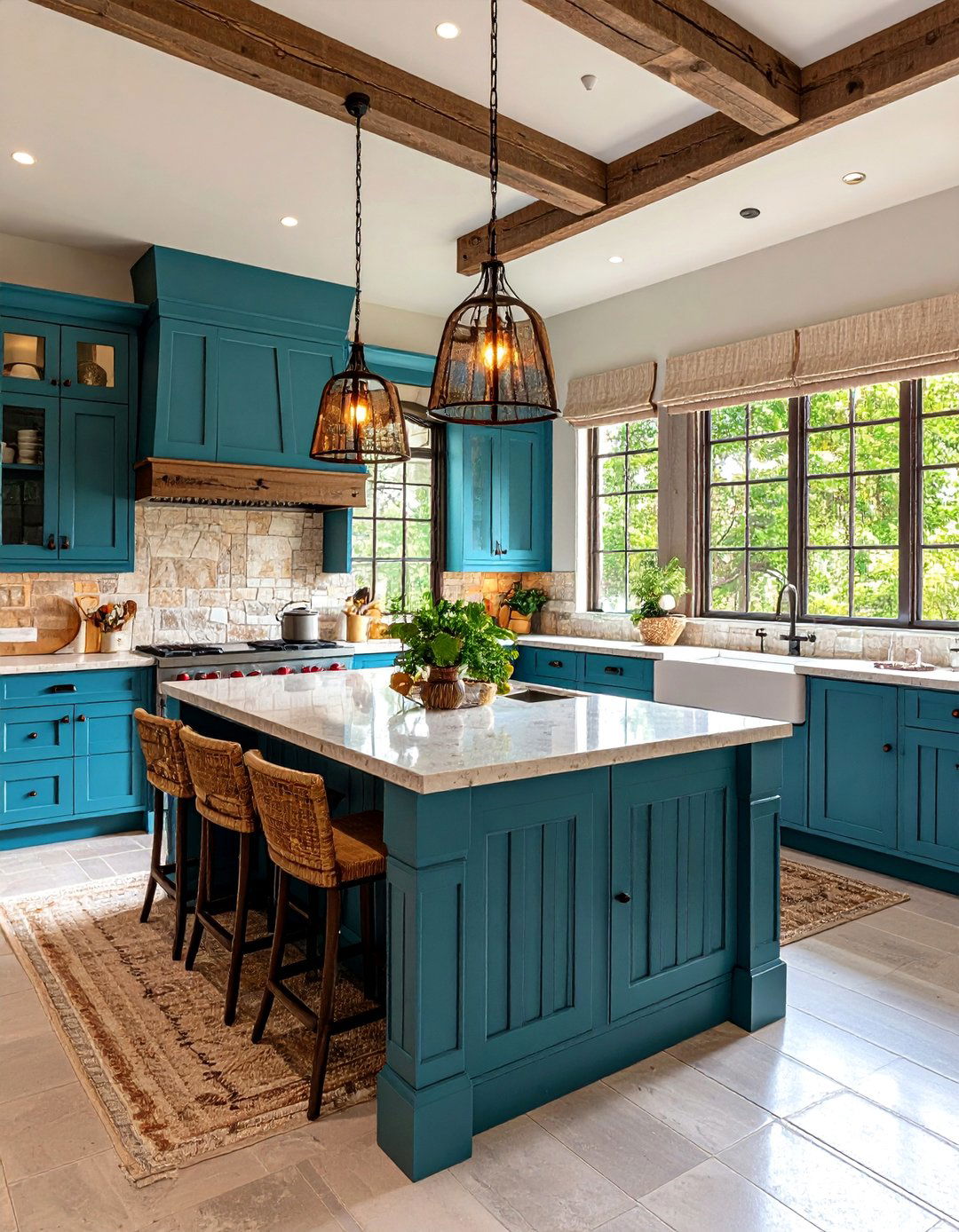 Textured Kitchen with Reeded Cabinet Fronts and Natural Materials