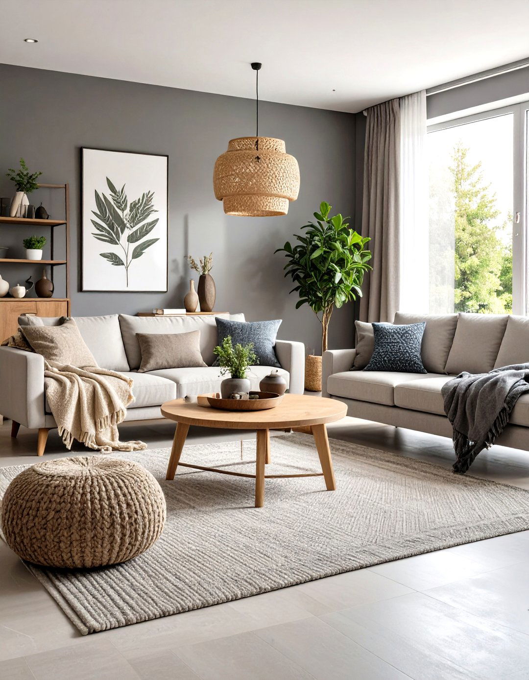 Textured Layered Material Mix - 24 Contrasting Living Rooms With Dark Grey Walls