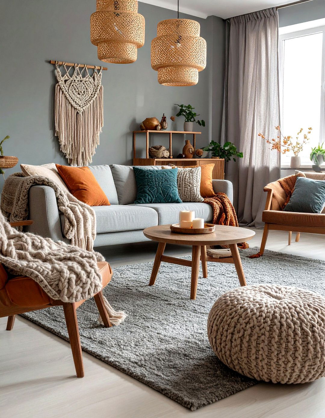 Textured Neutral Layering - 24 grey carpet living room ideas