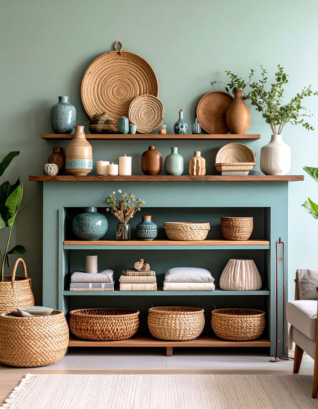 Textured Neutral Layers - 24 Spring Mantel Decor Ideas