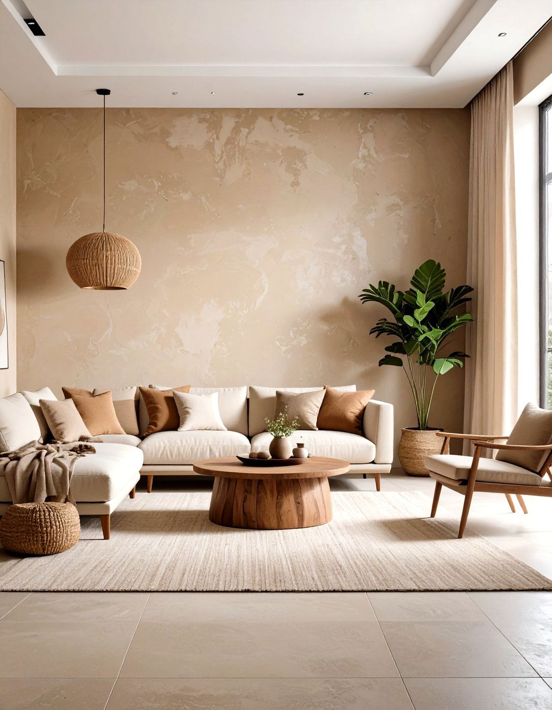 Textured Neutral Wall Finishes - 24 Organic Modern Interior Design Ideas