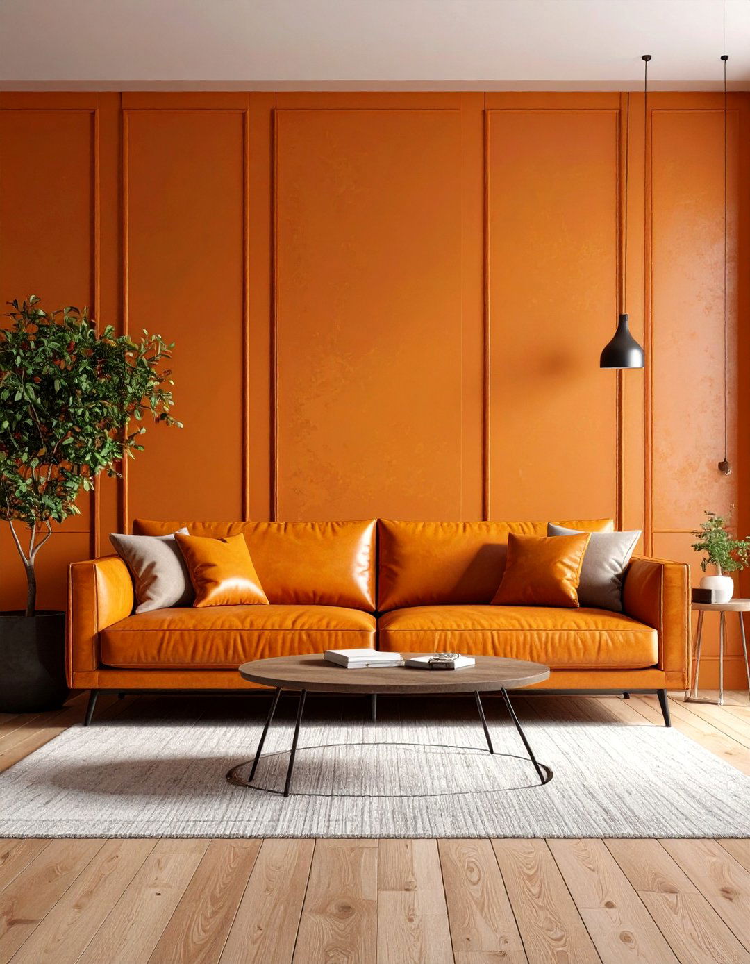 Textured Orange Grey Living Room - 24 Orange and Grey Living Room Ideas