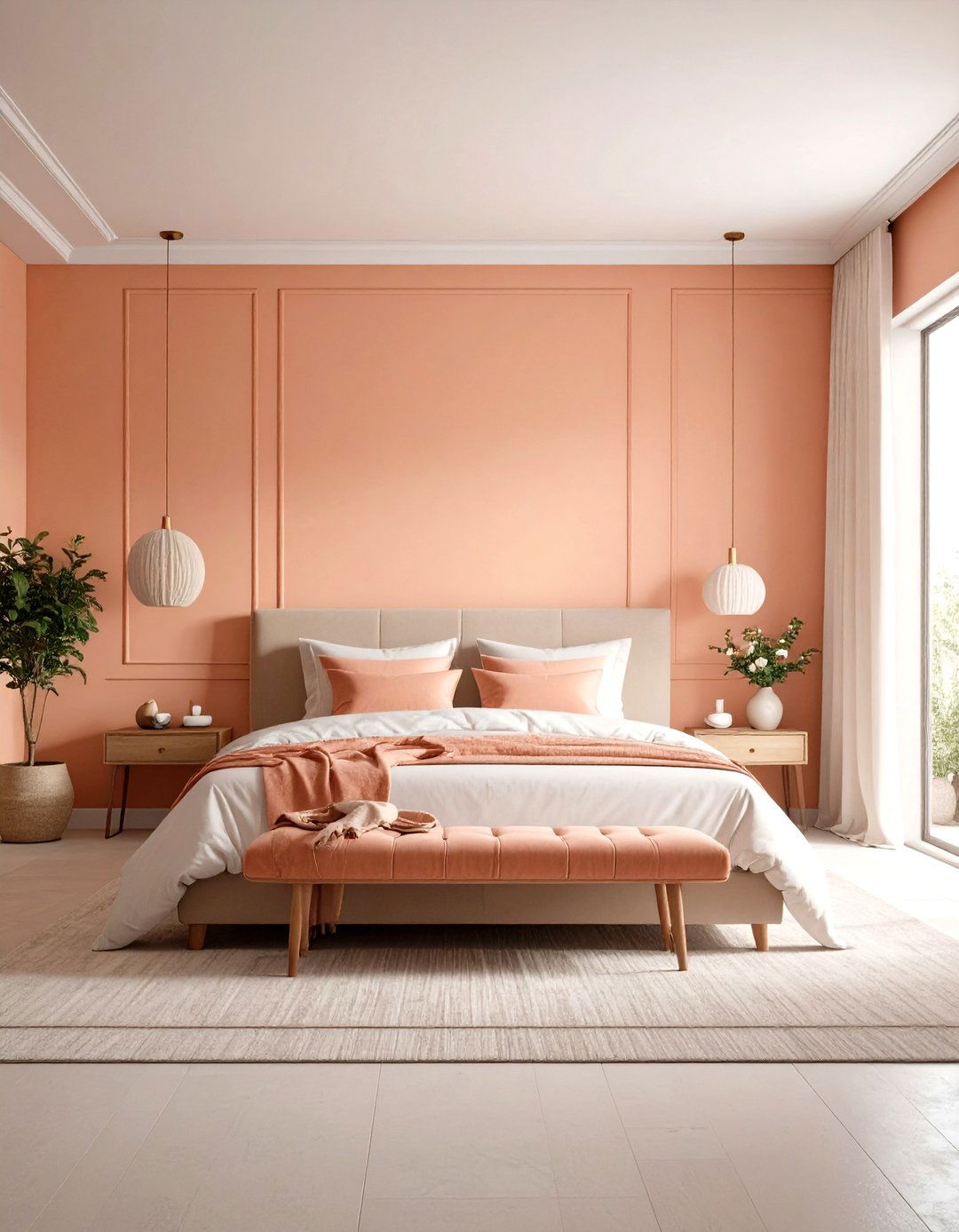 Textured Peach Plaster Bedroom - 24 Peach Bedroom Ideas