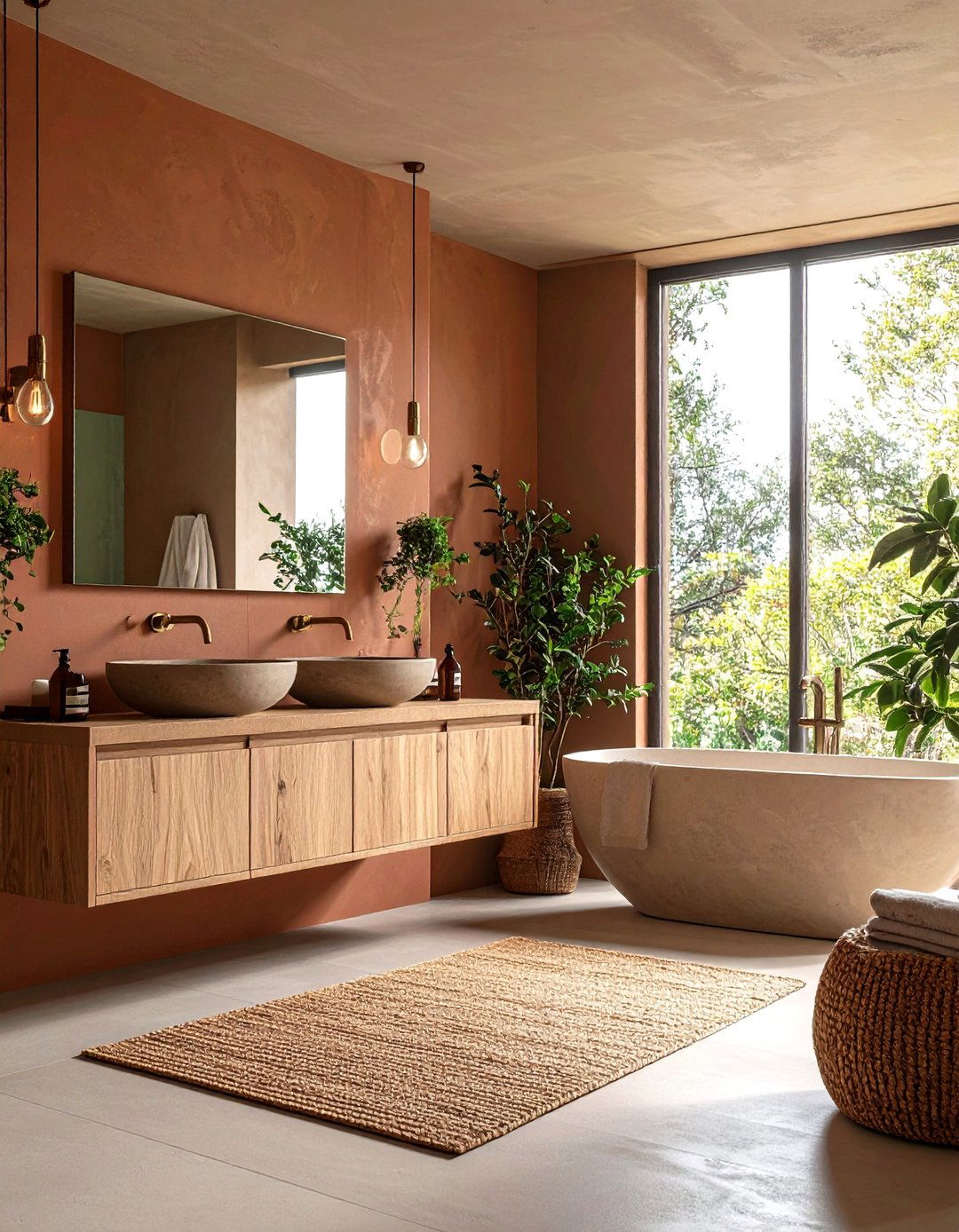 Textured Plaster Bathroom - 24 Aesthetic Bathroom Ideas