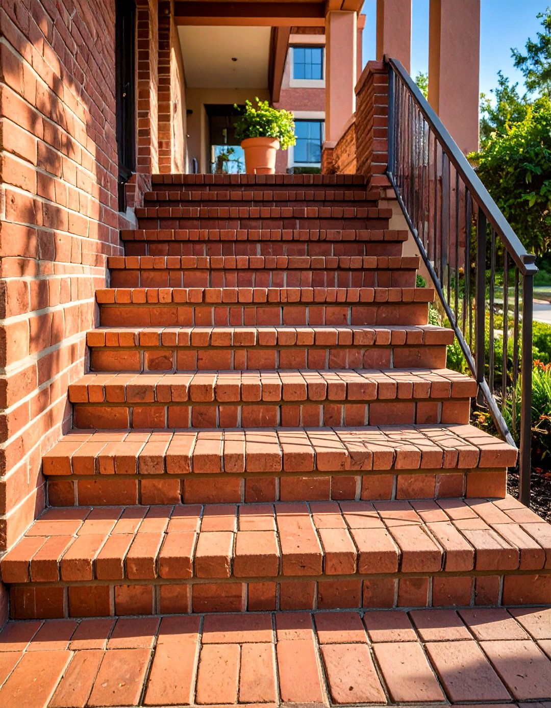 Textured Split Face Brick Steps - 24 Brick Front Steps Design Ideas
