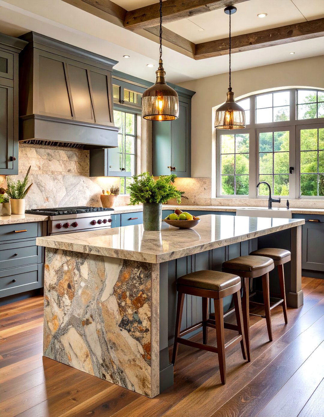 Textured Stone Breakfast Bar - 24 Breakfast Bar Ideas