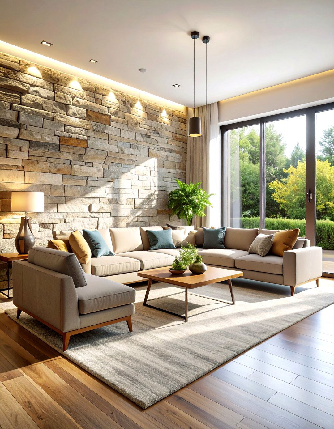 Textured Stone or Brick Accent Treatment - 24 High Ceiling Tall Wall Decor Ideas