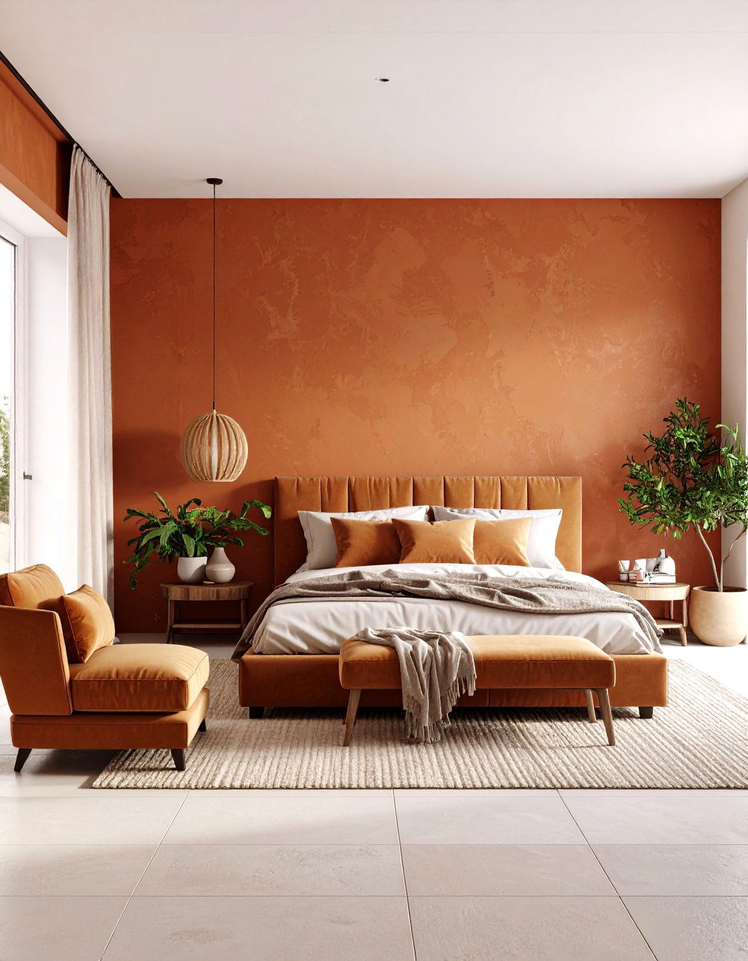 Textured Terracotta Bedroom with Plaster Walls - 24 Terracotta Bedroom Ideas