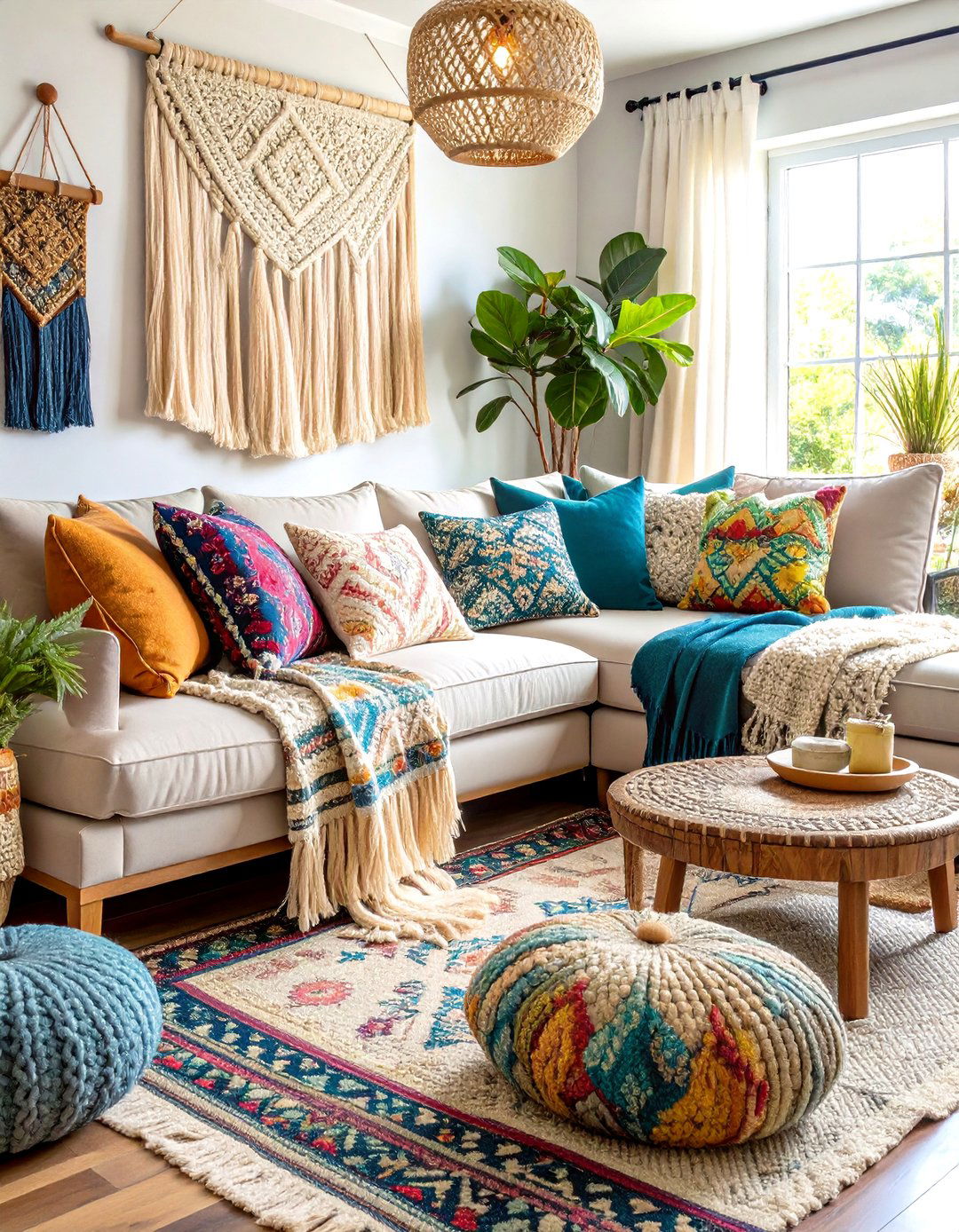 Textured Throw Pillow Collection Living Room - 24 Neutral Boho Living Room Ideas