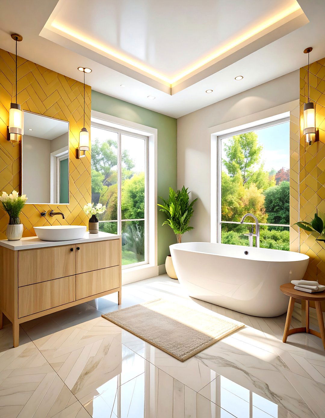 Textured Tile Pattern Play - 24 Elegant Bathroom Decor Ideas