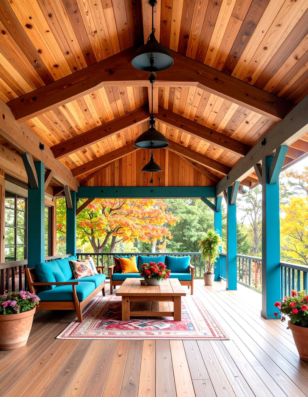 Textured Vinyl Ceiling with Realistic Wood Grain - 24 Vinyl Porch Ceiling Ideas