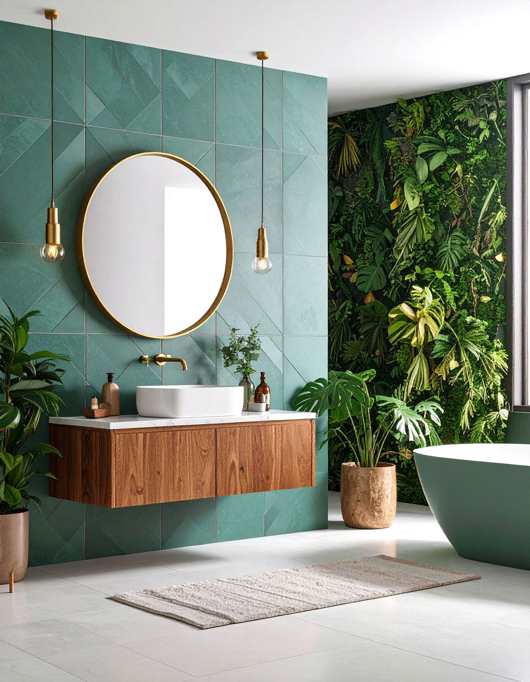 Textured Wall Bathroom with D Tile Design - 24 Modern Bathroom Decor Ideas