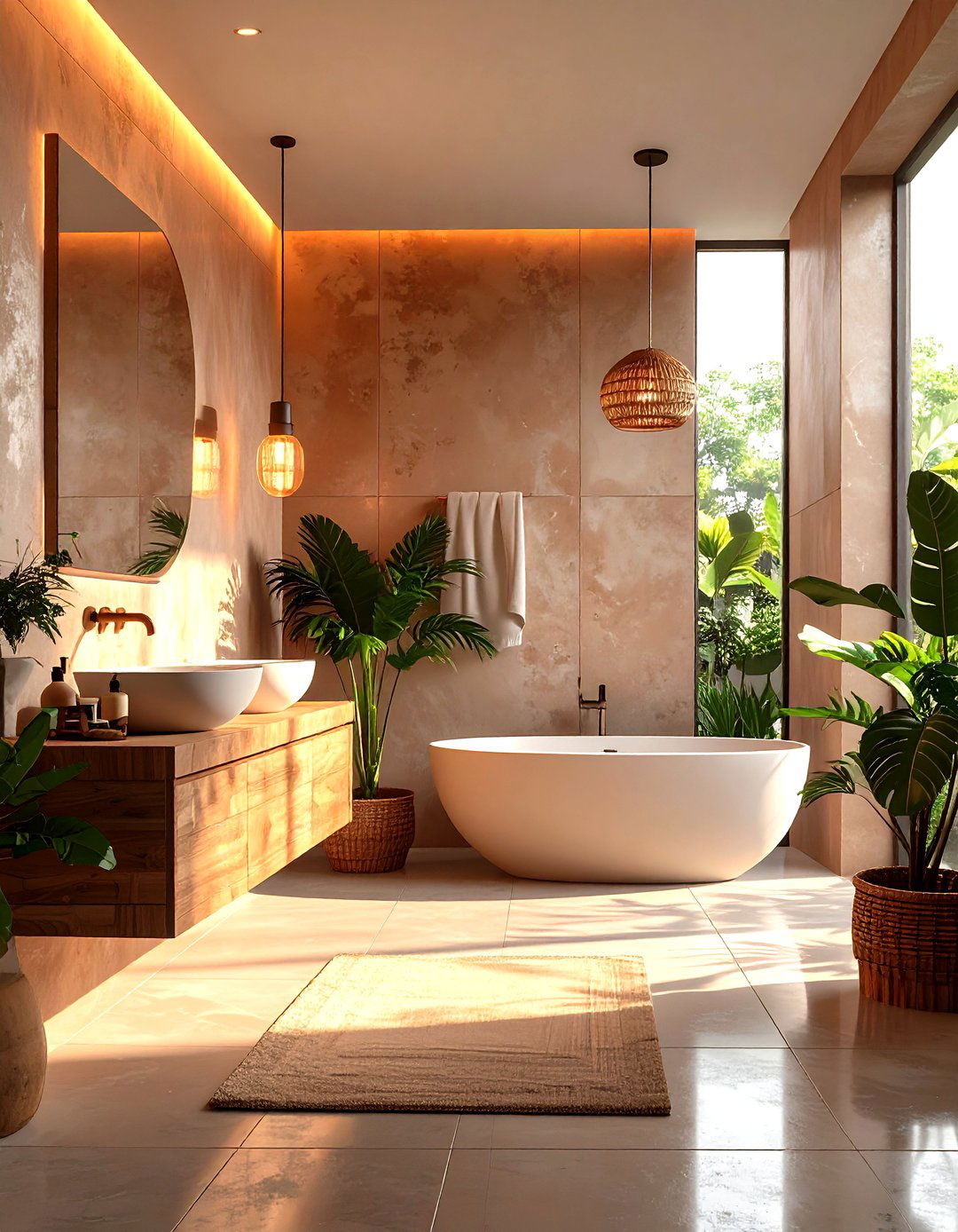 Textured Wall Focus with Tactile Elements - 24 Restaurant Bathroom Ideas