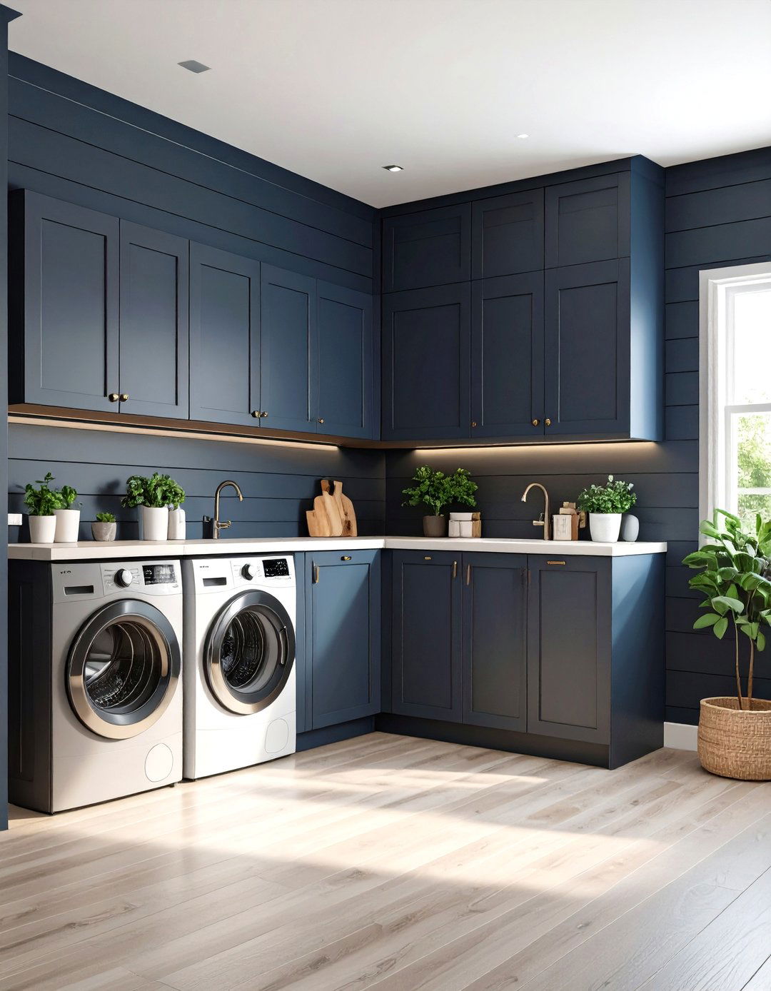 Textured Wall Treatments - 24 dark & moody laundry room ideas