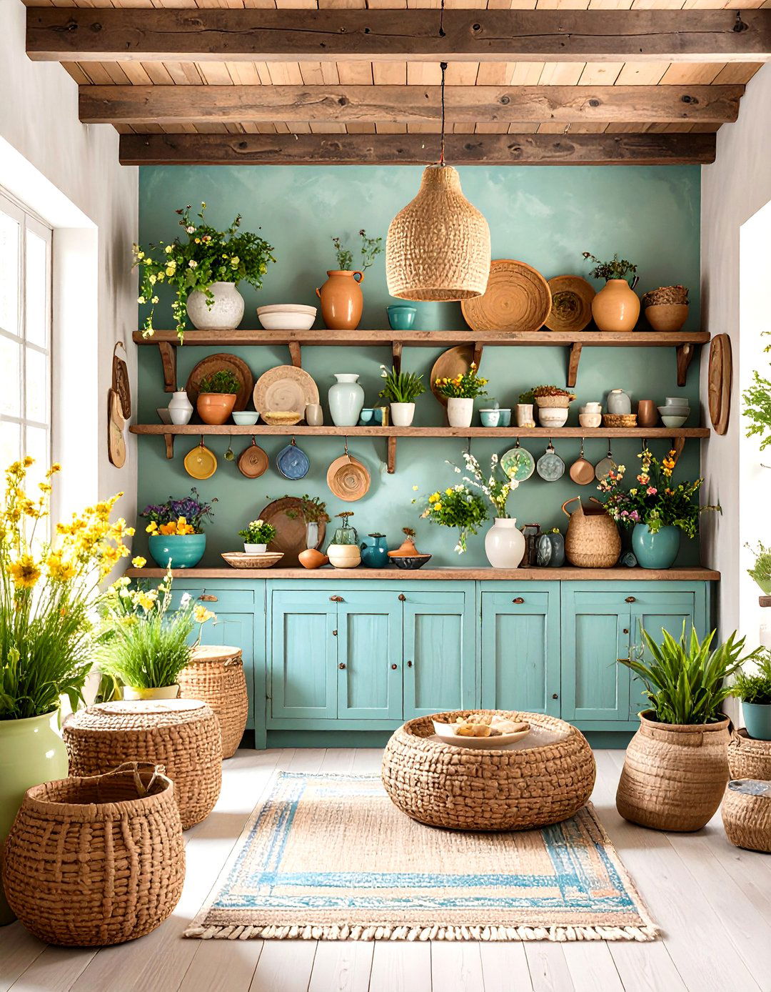 Textured Wall Treatments with Natural Materials - 24 Boho Cottage Style Decor Ideas