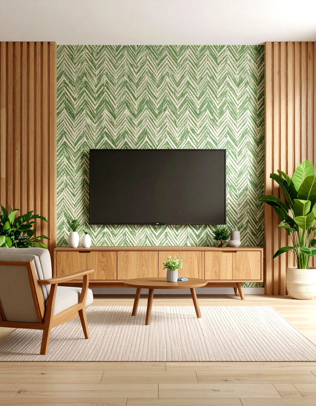 Textured Wallpaper Behind Television - 24 Tv Accent Wall Ideas