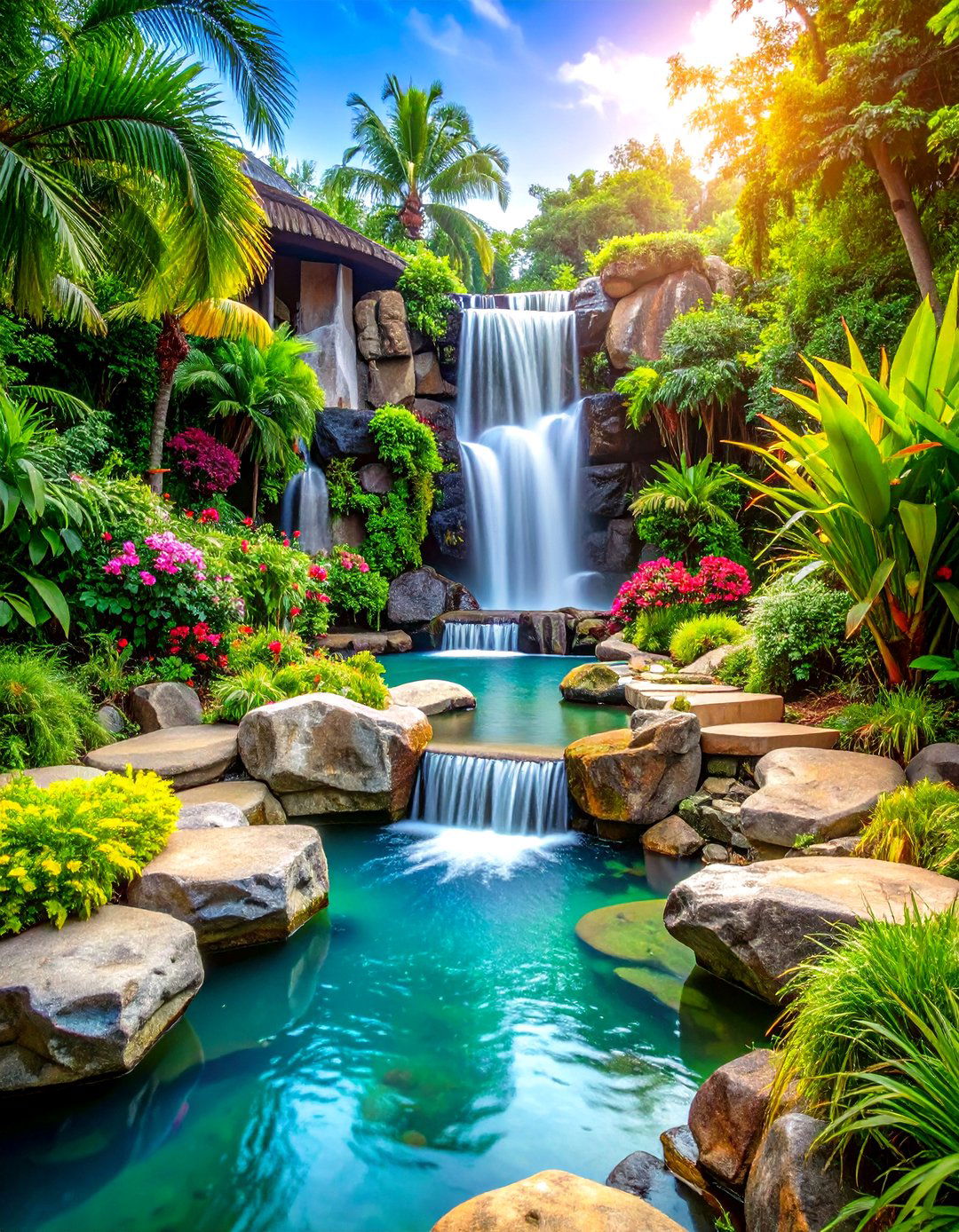 Thai Rock Garden Waterfall - 24 Asian Landscaping Ideas