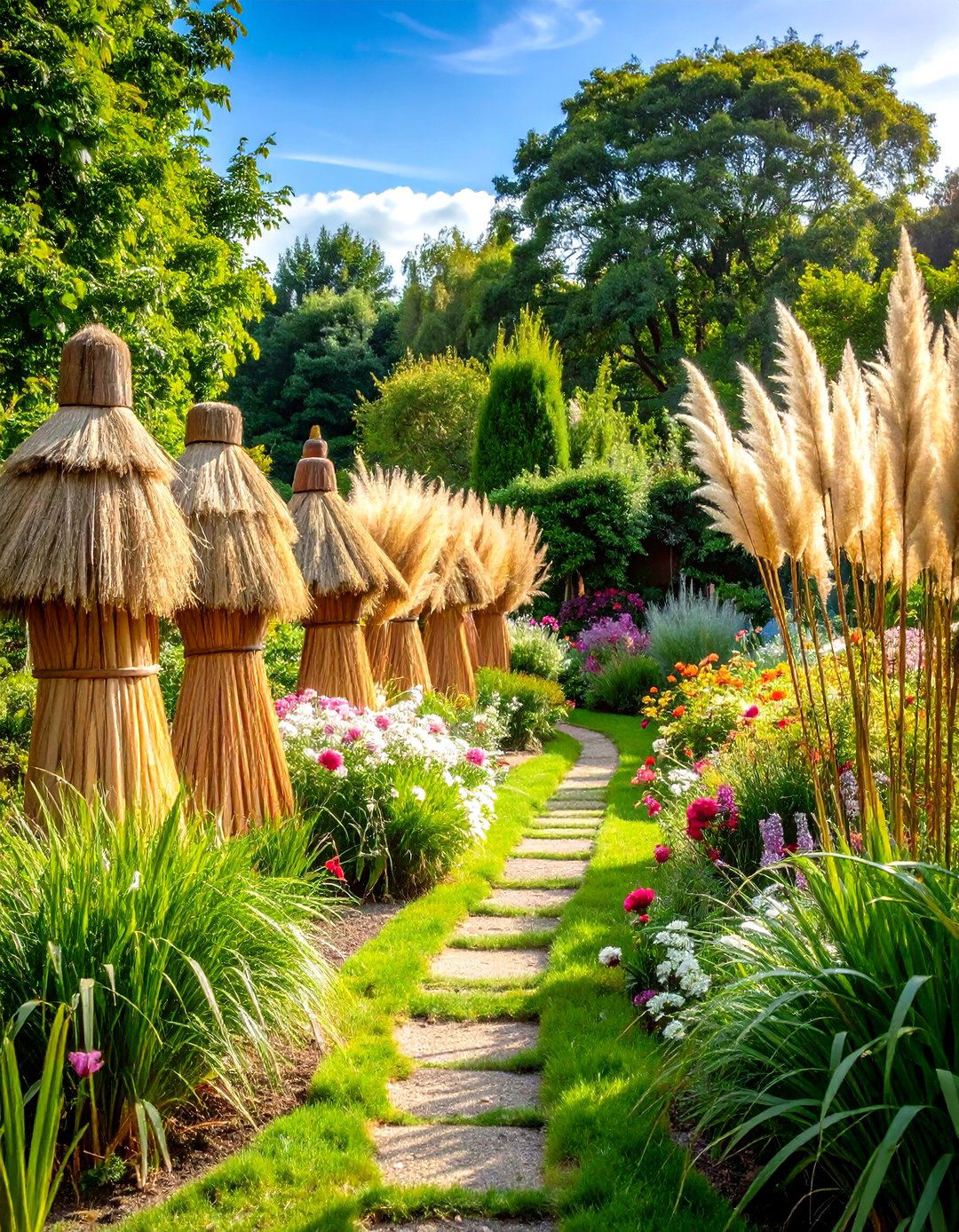 Thatched Reed Garden Borders - 24 Garden Edging Ideas