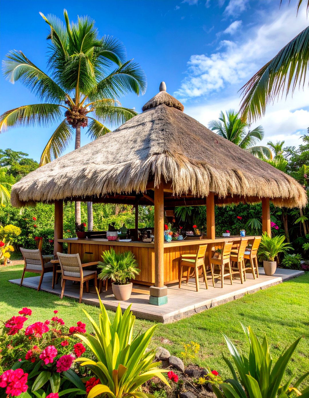 Thatched Roof Tiki Hut - 24 Covered Patio Ideas