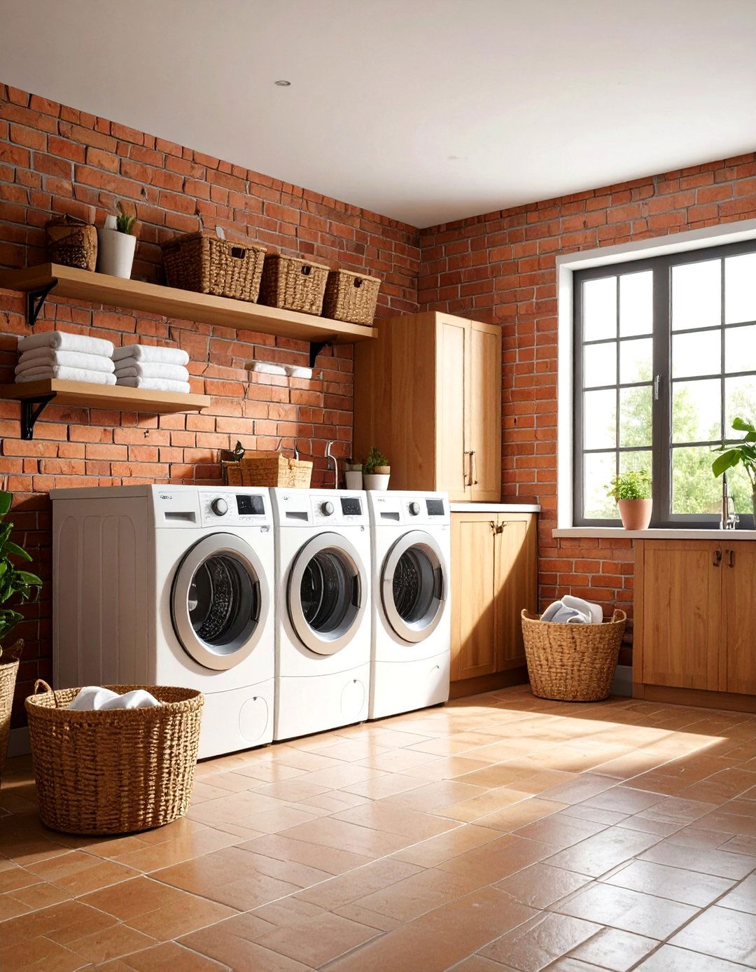 Thin Brick Veneer Laundry Installation - 24 Brick Floor Laundry Room Ideas