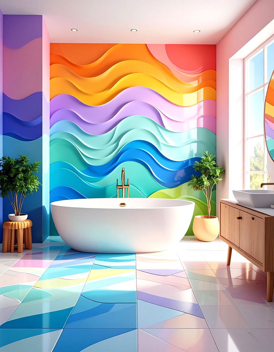 Three Dimensional Sculptural Tiles - 24 Bathroom Wall Ideas