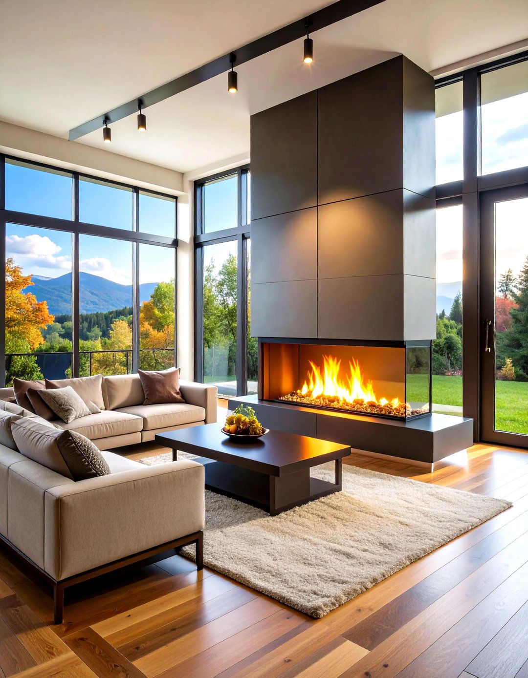 Three Sided Electric Fireplace Room Divider - 24 Electric Fireplace Ideas