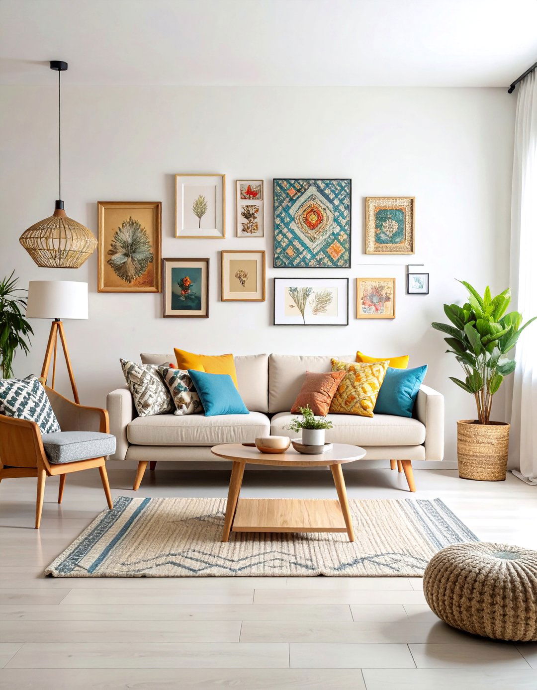 Thrift Store Gallery Wall Creation - 24 Budget Apartment Living Room Ideas