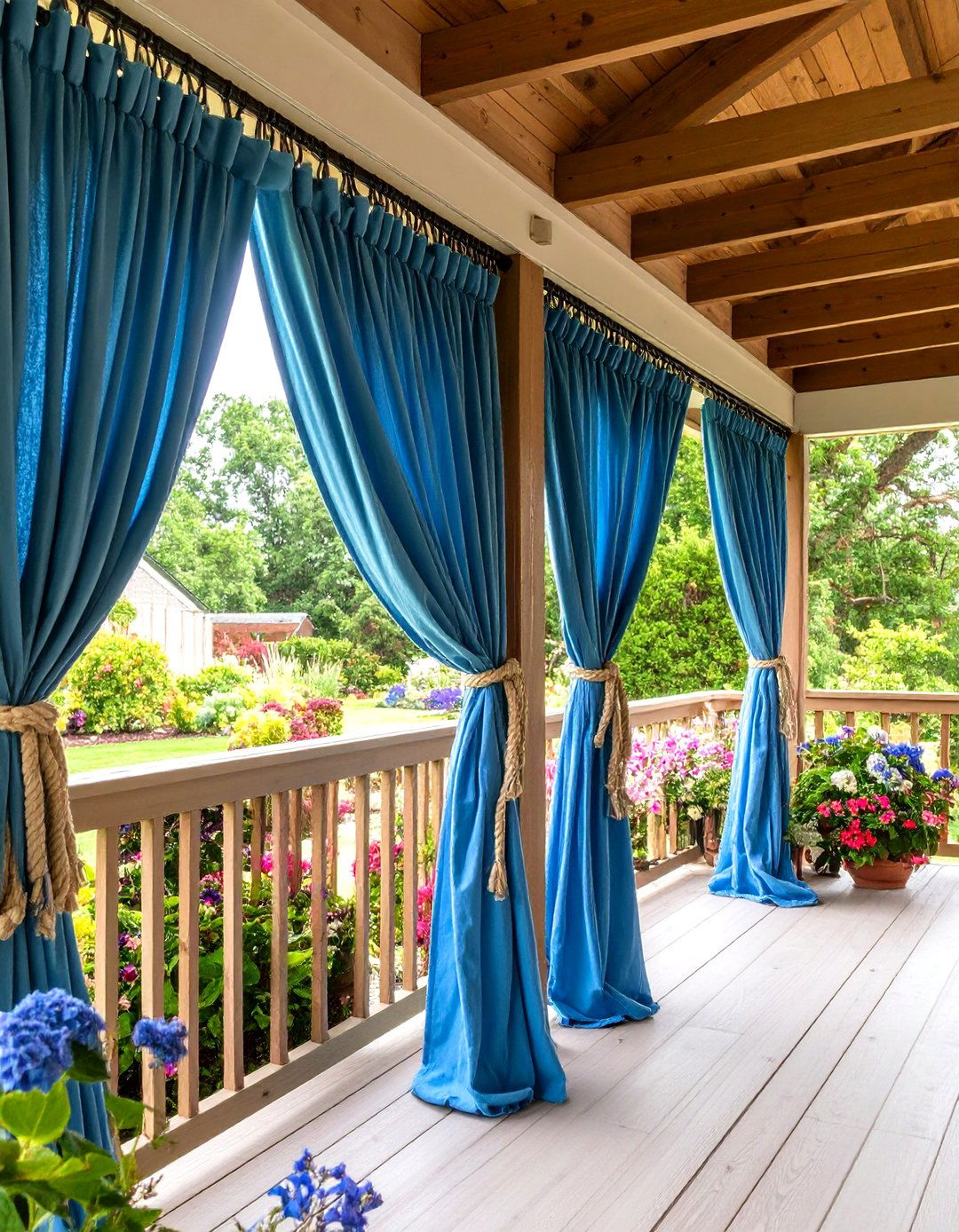 Tie Back Country Style for Casual Elegance - 24 Patio Curtain Ideas