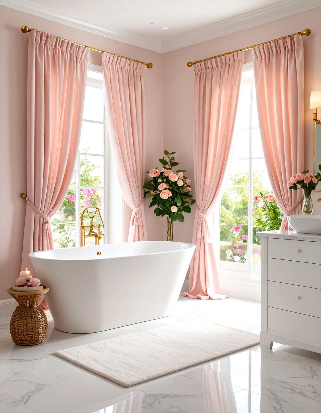 Tie Back and Holdback Curtain Styling - 24 bathroom curtain ideas