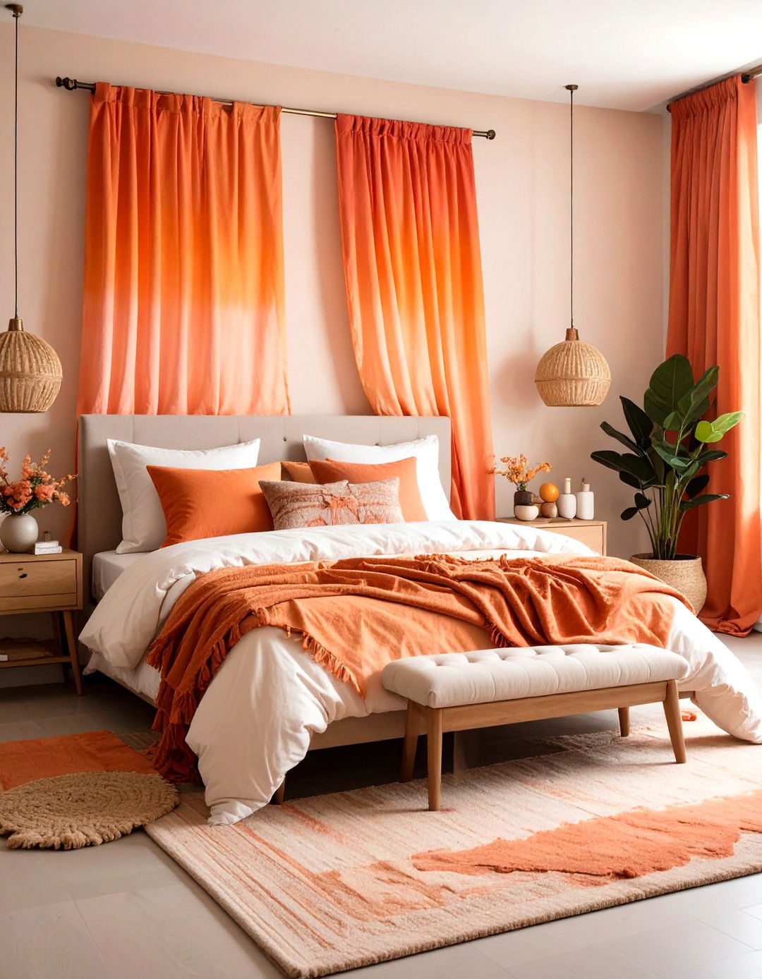 Tie Dye Curtains in Sunset Gradient Colors - 24 Boho Curtain Ideas