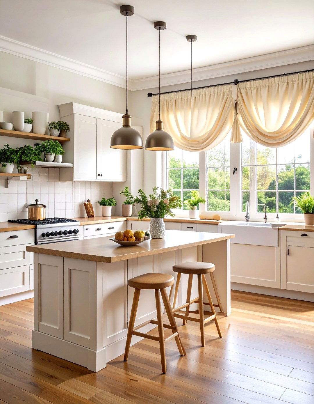 Tie Up Balloon Kitchen Valance with Adjustable Style - 24 Kitchen Valance Ideas