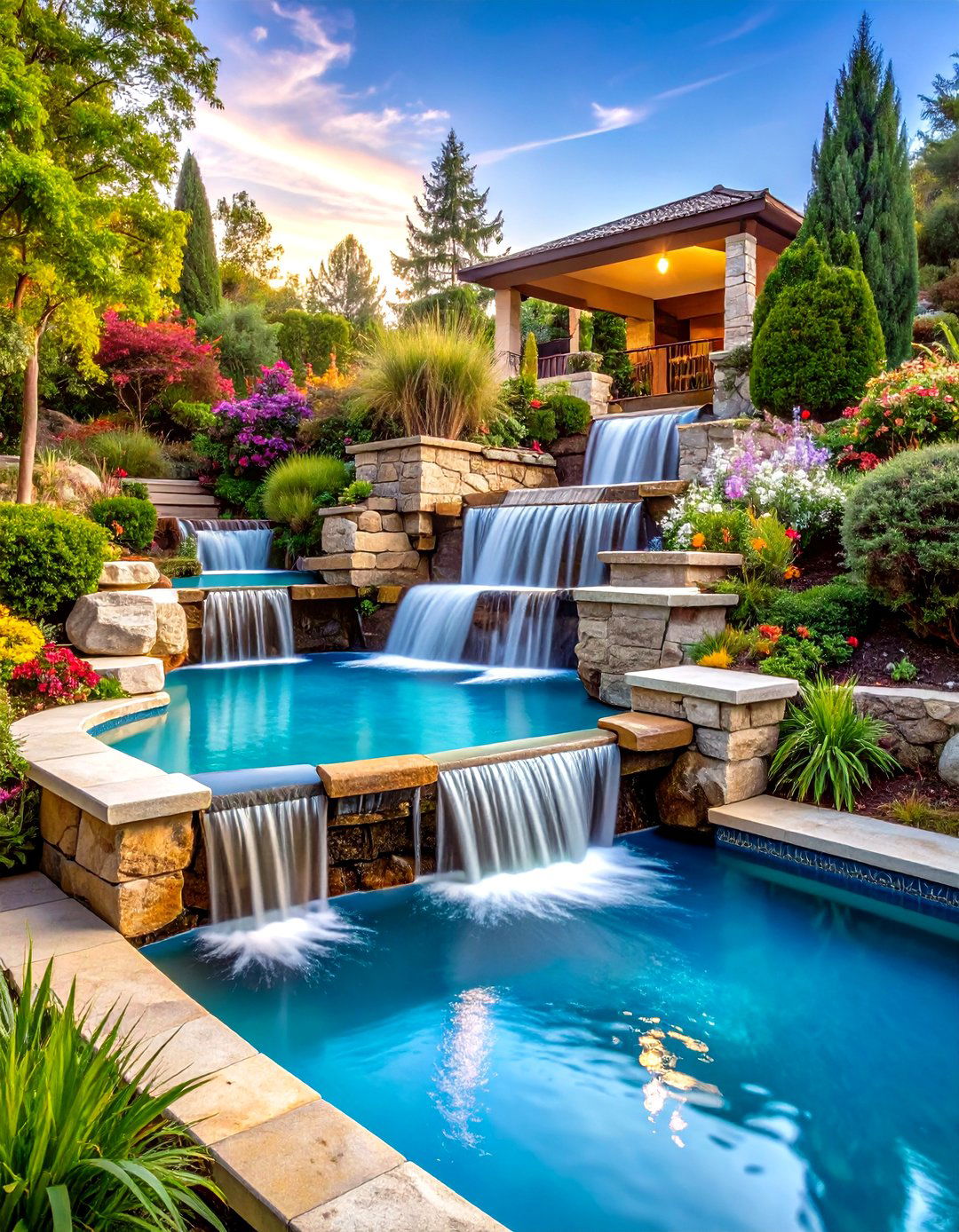 Tiered Cascade Pool System - 24 Small Garden Reflecting Pool Ideas