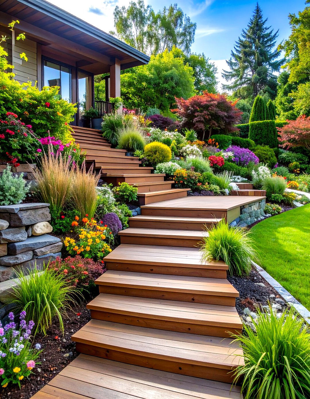 Tiered Cascading Deck Steps - 24 Deck Steps Ideas